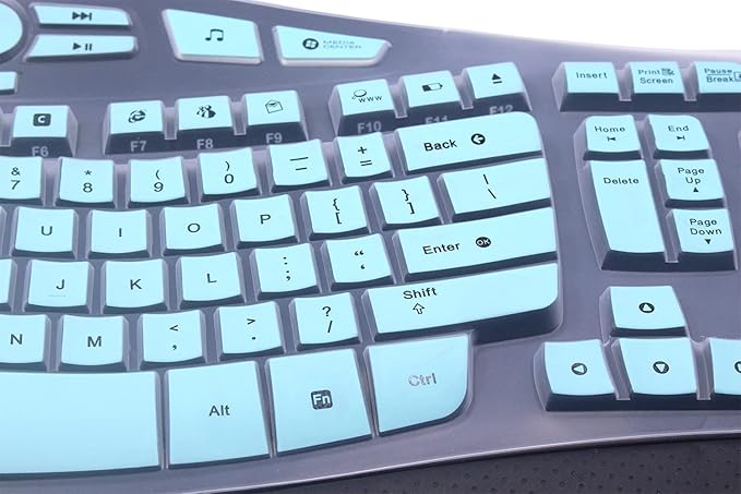 Silicone Keyboard Skin Cover Compatible for Logitech K350 MK550 MK570 Wireless Wave Keyboard, Logitech K350 MK550 MK570 Keyboard Skin (Mint)