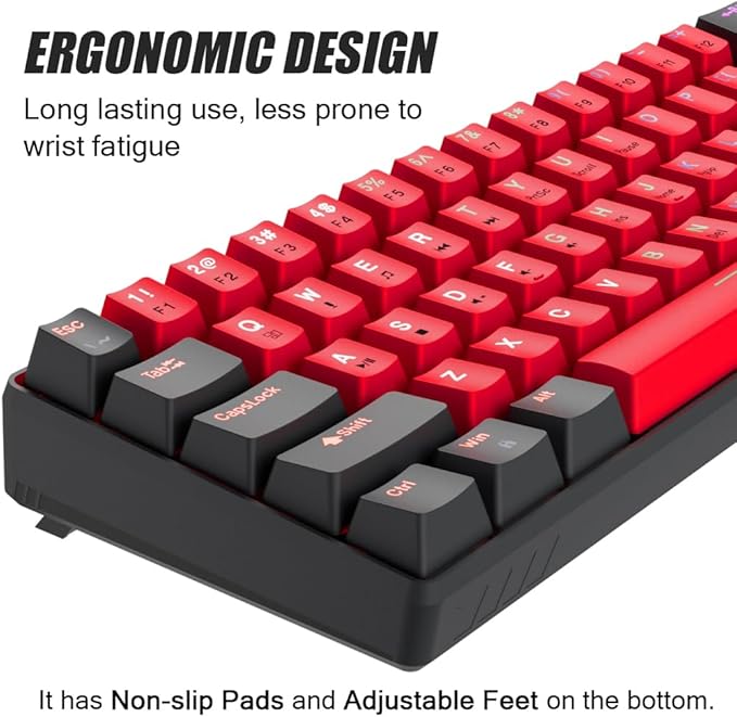 abucow 60% Mechanical Gaming Keyboard Balck Switch Wired Compact Keyboard Anti-Ghosting No-Conflict 61 Swappable keycaps Ergonomic Design for Windows/Mac