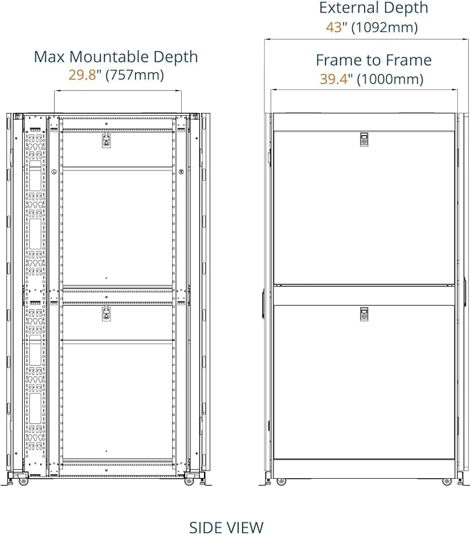 Tecmojo 48U Server Rack Cabinet - PRE-Assembled 24inch Width 43inch Depth IT Network Equipment Cabinet Rack Enclosure with Casters - 3000lbs Weight Capacity(06Black)