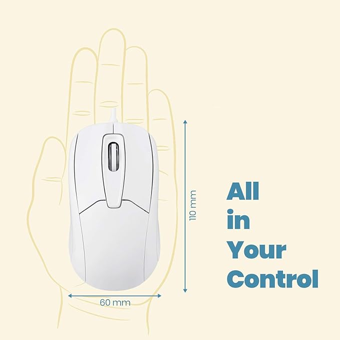 Perixx PERIMICE-209 P, Wired PS2 Optical Mouse with Scroll Wheel and 1000 DPI, White (11832)