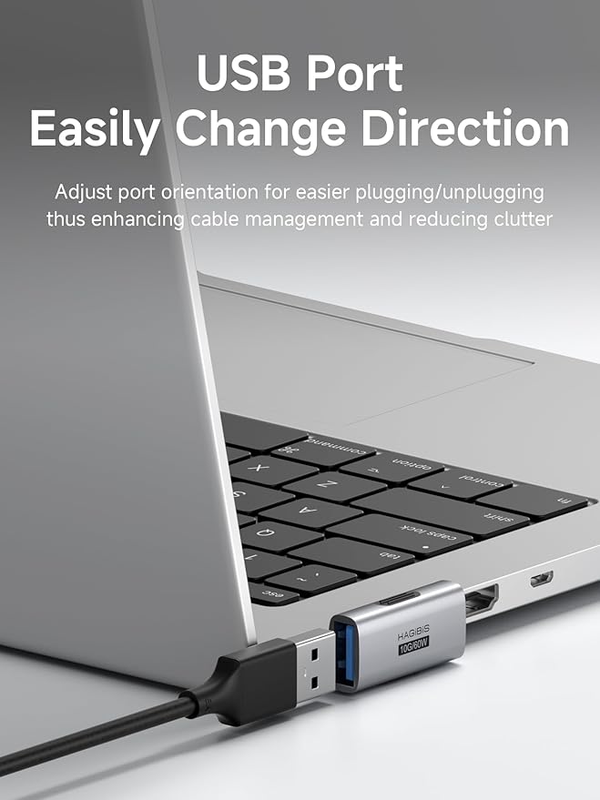 Hagibis USB 3.2 Adapter 2 Pack, 90 Degree Right and Left Angle USB A Male to Female Connector OTG Adapter Cable Extender for Laptops Charger PC Car Mouse Keyboard (Vertical Front)