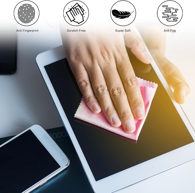 Eyeglass Cleaning Cloth Glasses Cleaner 12Pack Microfiber Lens Cleaner Eyewear Sunglass Wipes for Glass Jewelry Screen Camera Lint Free Thick 5x6 Inch (Pink, 5x6)
