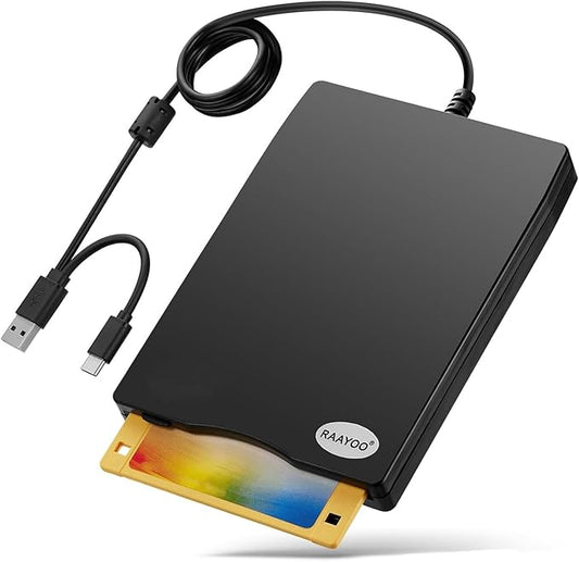 Floppy Disk Reader 3.5 inch USB Floppy Disk Drive External 3 1/2 Floppy disc Reader Portable Floppy Diskette Drive USB C for PC Laptop Notebook Computer with Windows 11/10 (Frosted Texture, 3.5 inch)