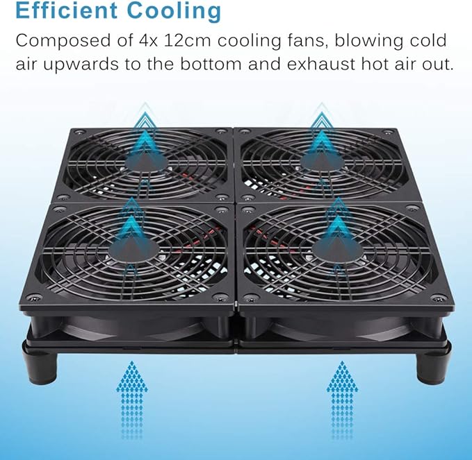 GDSTIME Rounter TV Box Cooling Fan with Speed Control, 182CFM Big Airflow Cooling for ASUS GT/RT-AC5300, Router TV Box Cooling Frame