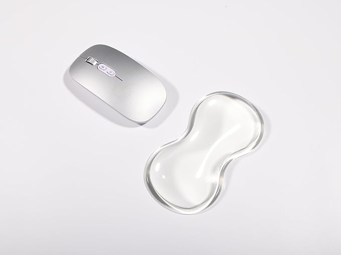 Clear White Gel Wrist Rest Set for Keyboard & Mouse - Ergonomic Non-Slip Silicone Pads with Cooling Support, 14.3"+5.75" Dual-Size, Hand Washable for Office, Gaming, Study (Pain Relief Gift)