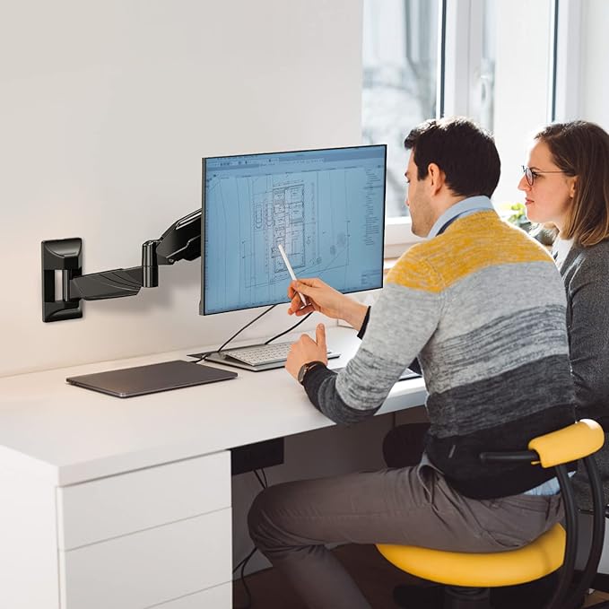 MOUNT PRO Monitor Wall Mount for 13 to 32 Inch Computer Screens, Single Monitor Mount with Tilt/Swivel/Rotation Adjustable, Gas Spring Wall Arm Holds up to 17.6lbs, Vesa Wall Mount 100x100 (Pack of 2)