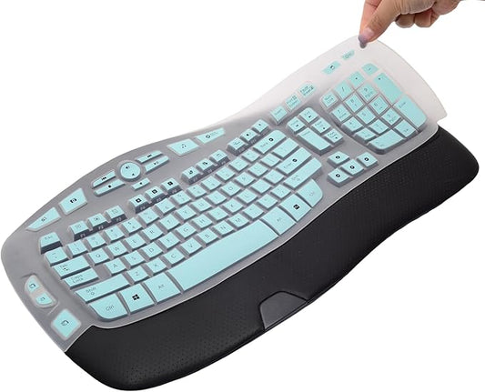 Keyboard Cover for Logitech K350 MK550 MK570 Wireless Wave Keyboard,Dust-Proof Silicone Keyboard Protector Skin for Logitech K350 MK550 MK570 Keyboard Protective Accessories(Gradient Mint)
