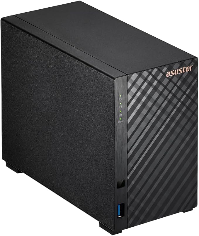 Asustor Drivestor 2 Gen 2 AS1202T, 2 Bay NAS, Quad-Core 1.7GHz CPU, 2.5GbE Port, 1GB DDR4, 3 USB 3.0, Network Attached Storage for Personal and Home Cloud Backup (Diskless)