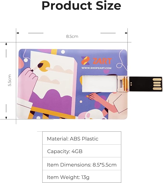 ZART 4GB Memory Card Flash Drives Memory Stick Data Storage Thumb Drive Memory Storage