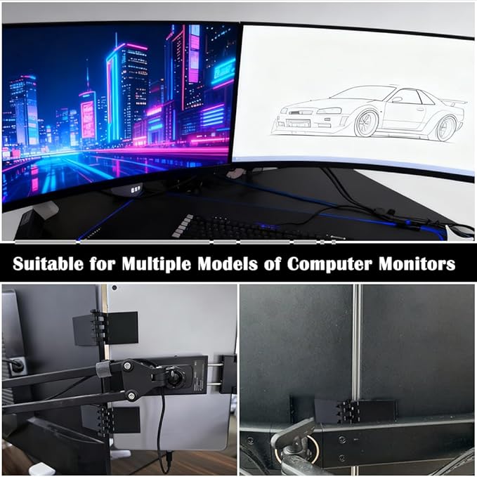 4 Pack Dual Monitor Alignment Tool - Invisible Dual Screen Alignment Connector for VESA Mounts & Monitor Stands| Universal Fit Multi-Monitor Connector for Racing Sims, Multitasking