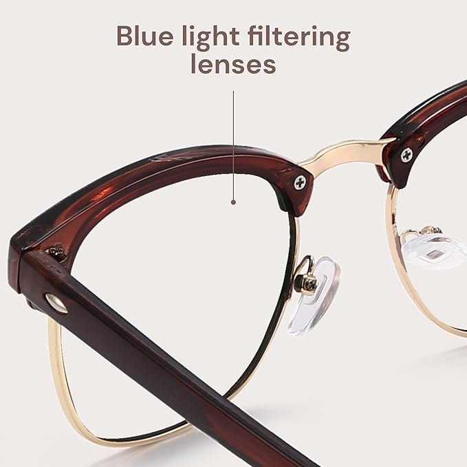 racico Blue Light Glasses for Men – Computer Gaming Blocking Glasses Anti Eyestrain, UV Clear Lens, Vintage Blue Blockers