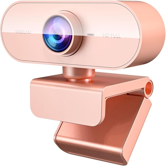 Webcam for PC&1080P HD Web Cam,Webcam with Microphone,Stand for PC/MAC/Laptop/Desktop,Wide Angle Web Cameras for YouTube,Skype,Zoom,Xbox One,Video Calling,Studying Pink