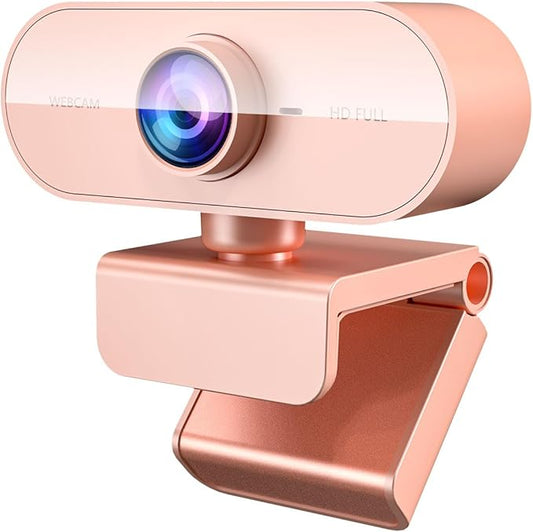 Webcam for PC&1080P HD Web Cam,Webcam with Microphone,Stand for PC/MAC/Laptop/Desktop,Wide Angle Web Cameras for YouTube,Skype,Zoom,Xbox One,Video Calling,Studying Pink