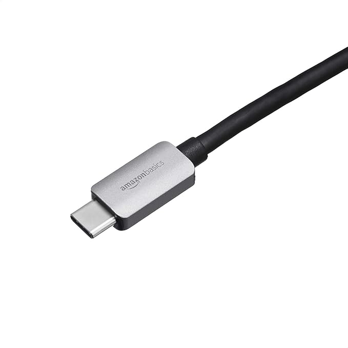 Amazon Basics USB-C to VGA Adapter, Aluminum Shell, Thunderbolt 3 Compatible, Plug-n-Play, 1080P, Gray, 1.65 x 1.38 x 0.63in