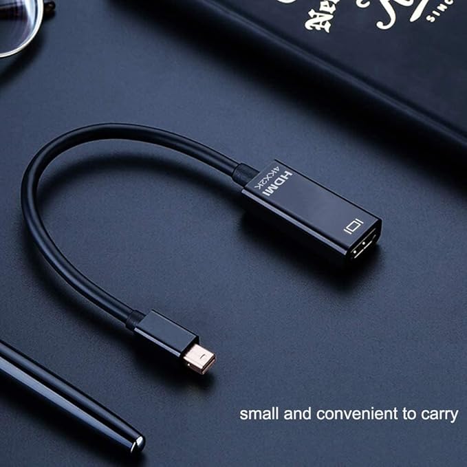 QCEs Mini DisplayPort to HDMI Adapter 4K, Thunderblot to HDMI Cable Adapter Compatible with Apple MacBook Air Pro, iMac, Microsoft Surface Pro Dock to TV/Monitor/Projector Black
