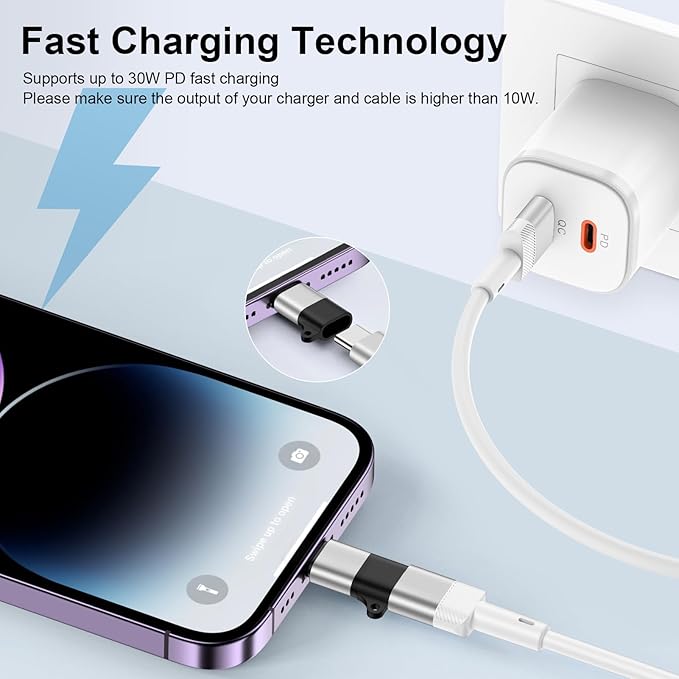 2 Pack USB C to Lightning Adapter for iPhone 14 13 12 11 X XR XS Max SE 8 7 6 AirPods, [Apple MFi Certified] Lightning to USB Type C Adapter Cable Adaptor PD Fast Charging +Data Sync,NOT for Audio/OTG