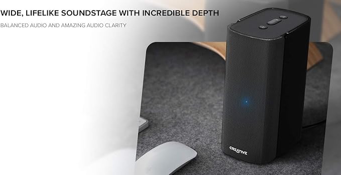 Creative T100 2.0 Compact Hi-Fi Speakers, up to 80W Peak Power with Bluetooth 5.0, Optical-in, AUX-in, Wide Soundstage and Audio Clarity with Bass Control for Computers and Laptops (Black)