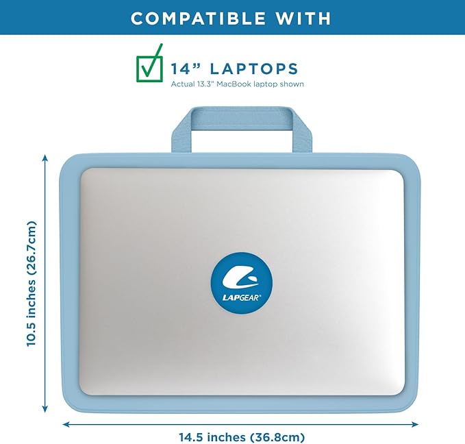 LAPGEAR Compact Lap Desk – Fits Up to 14″ Laptops – Sky Blue – Style No. 43103