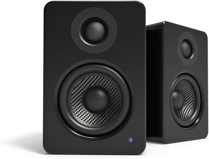 Kanto YU2GB PC Gaming Desktop Speakers | 3" Composite Drivers | 3/4" Silk Dome Tweeter | Class D Amplifier | 100 Watts | Built-in USB DAC | Subwoofer Output | Pair | Gloss Black