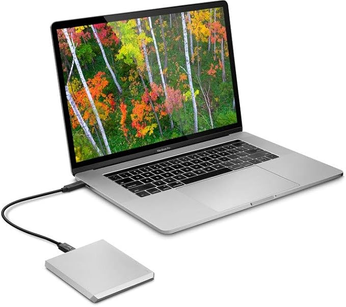 LaCie Mobile Drive, 2 TB , External Hard Drive HDD – Moon Silver, USB-C USB 3.0, With Rescue Services (STHG2000400)