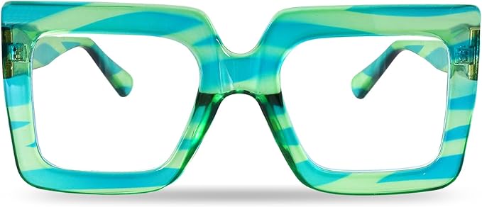 hoyuwak Oversized Square Blue Light Glasses Big Frame Computer Eyewear Thick Fashion Clear Glasses for Women Fashion
