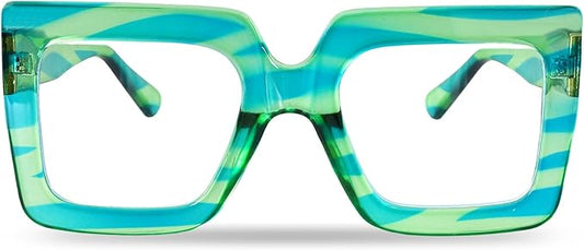 hoyuwak Oversized Square Blue Light Glasses Big Frame Computer Eyewear Thick Fashion Clear Glasses for Women Fashion