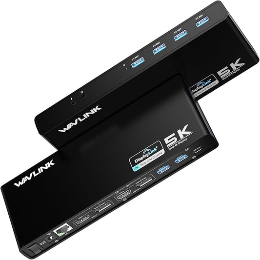 WAVLINK Pro Dual 4K@60Hz Universal Docking Station | USB 3.0/Type-C Laptop Dock for Windows | 2 HDMI/DP Monitors, Gigabit Ethernet, 6 USB 3.0 | Home Office & Multi-Screen Productivity.