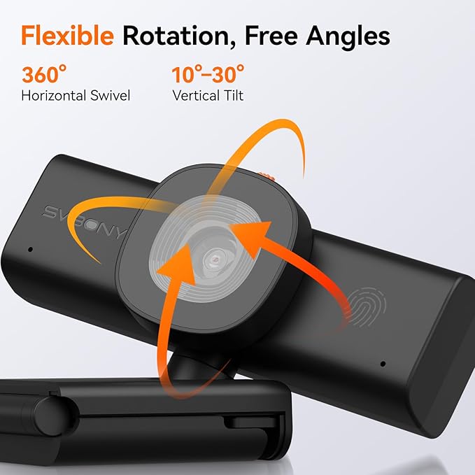 SVBONY 2K Webcam for PC, Computer Camera with Low-Light 3D Noise Reduction&Dual AI-Noise Canceling Mics, Web Cam with Privacy Cover, USB A-to-C, Plug&Play PC Camera for Video Calling,Teams,Streaming