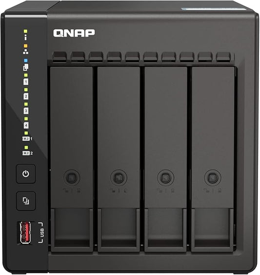QNAP TS-453E-8G NAS Storage (4-core Intel Celeron J6412 up to 2.6GHz/8GB Built-in (not Expandable)/2X 2.5Gigabit Ethernet Port (2.5G/1G/100M)/4BOWS/Tower/*NO HDD*)