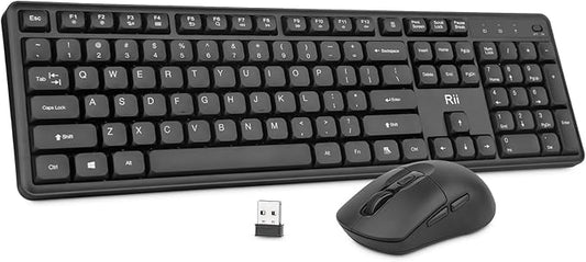 Wireless Keyboard and Mouse,Rii RK209 2.4G Full-Sized Quiet Wireless Ergonomic Keyboard,Quiet Typing and Clicking,Adjustable 5000 DPI Mouse for PC, for Windows,Mac