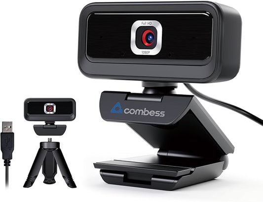 Webcam for PC, Computer Camera for Desktop, 1080P Webcam with Tripod,USB Web Cam, 2 Noise Reduction Mics, Built-in Privacy Cover,Plug&Play