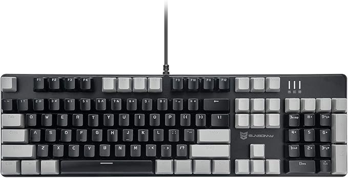 104 Keys Full Size Mechanical PC Gaming Keyboard | Hot Swappable LED Backlit Light Up Wired Mechanical Computer Keyboards | Brown Switch US Layout Black & Grey Keycaps Keyboard for Gaming