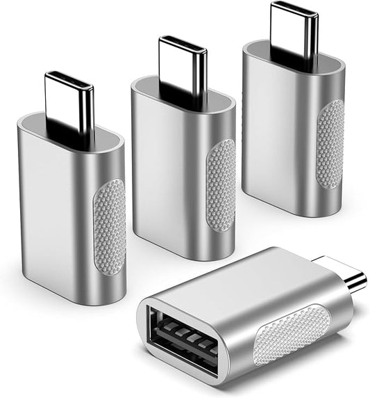 USB C Adapter (4 Pack), C Male to USB Female Converter, A Female to Type C Male Adapter Compatible with MacBook Pro, Chromebook, Surface Book, USB C hub, Cellphon and More Type C Devices