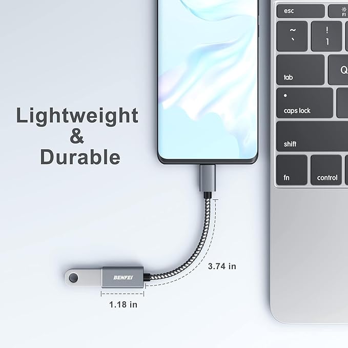 BENFEI USB C to USB 3.0 Adapter, 2 Pack USB C to A Male to Female Adapter Compatible with iPhone 15 Pro/Max, MacBook Pro/Air 2023, iMac, S23, XPS 17