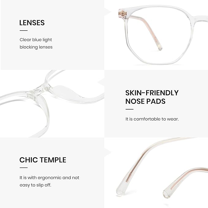 Cyxus Retro Blue Light Glasses Men - Square TR90 Metal Blowline Frame Stylish Trendy for Computer Daily Work 8252
