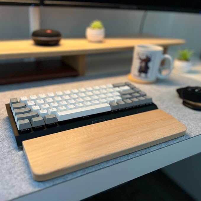 HomeDo Wooden Wrist Rest for Mechanical Keyboards, Support pad for Palm, Ergonomic Rest for Typing and Gaming,Palm Rest,Hand Rest (Beech,11.81”x3.15”(61 Key 60%))