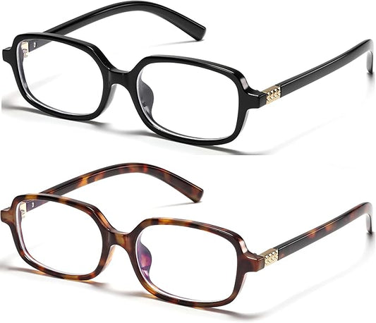 Retro Rectangle Blue Light Blocking Glasses for Women 90s Fake Eyeglasses Y2K Fashion Computer Glasses Tortoise Frame