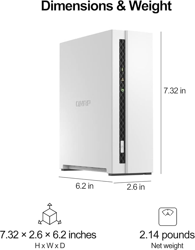 QNAP TS-133-US 1 Bay Affordable Desktop NAS with ARM Cortex-A55 Quad-core Processor and 2 GB DDR4 RAM (Diskless)
