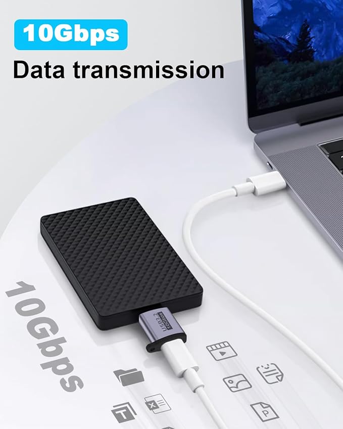 Duttek USB C to Micro B Adapter 10Gbps, Micro B to USB C Adapter 3.2, USB Type C Female to Micro B Male Converter for Hard Drive Cable, External Hard SSD Drive, Tablet, Phone, Laptop, 2 Pack Grey