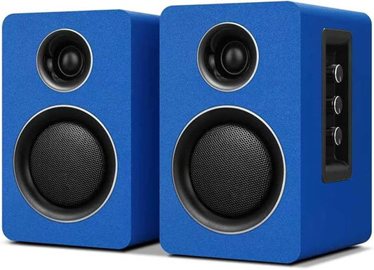 Computer Speakers for Desktop PC, Active Bookshelf Speaker with 3‘’ Carbon Fiber Woofer and Silk Film Tweeter ,Supports Bluetooth 5.3, USB-C, AUX/RCA Input for Record Player TV - Blue Stereo Set