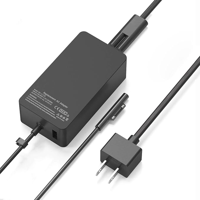 65W Surface Pro Laptop Charger for Microsoft Surface Pro 10/9/8/7/6/5/4/3/X, Windows Surface Laptop 6/5/4/3/2/1, Surface Book 3/2/1, Microsoft Surface Go 3/2/1, Surface Charger Supports 44W 36W
