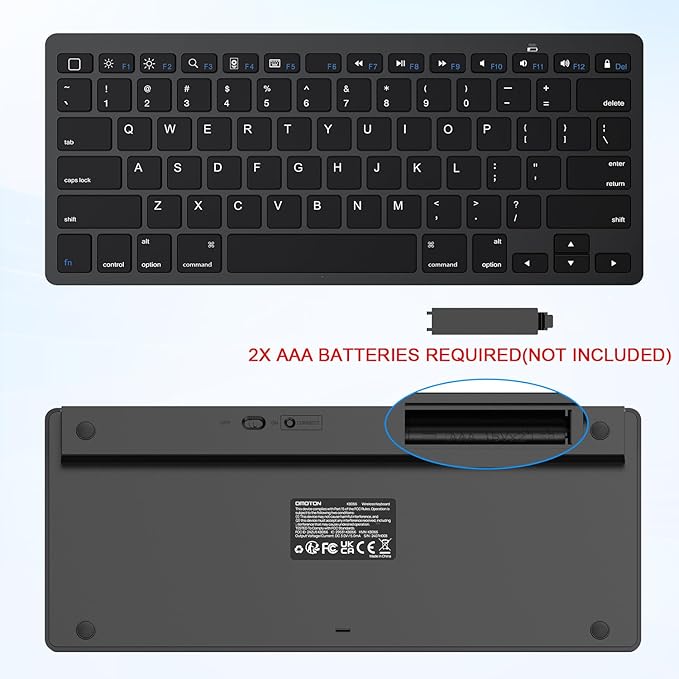 OMOTON Bluetooth Keyboard Compatible with iPad A16 11th 10th Generation, iPad 10.2 (9th/8th/7th), iPad Pro 13/12.9/11 inch, iPad Air/Mini and More iOS Devices, Black