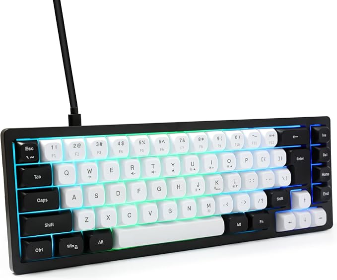 Wired RGB Gaming Membrance Keyboard. 65 Percent Mini Creamy LED Computer Keyboard .Small Ergonomic Clicky Teclado with ABS Backlit Unreplaceable Keycaps. for PC Laptop MAC Gamer. (Black)
