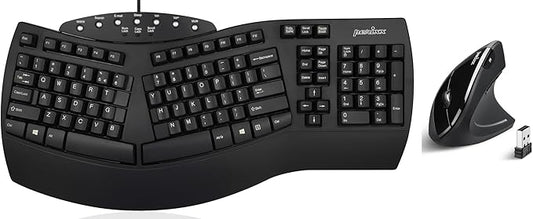 Perixx Wired Ergonomic PERIBOARD-512 with Wireless Ergonomic Veritcal Mouse PERIMICE-713
