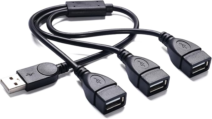 USB Splitter (1Ft),USB Male to 3 Female 1 in 3 Out Y Splitter Charging Cable Portable USB 2.0 Hub for PC Laptop MacBook Keyboard PS5 Flash Drive LED Etc