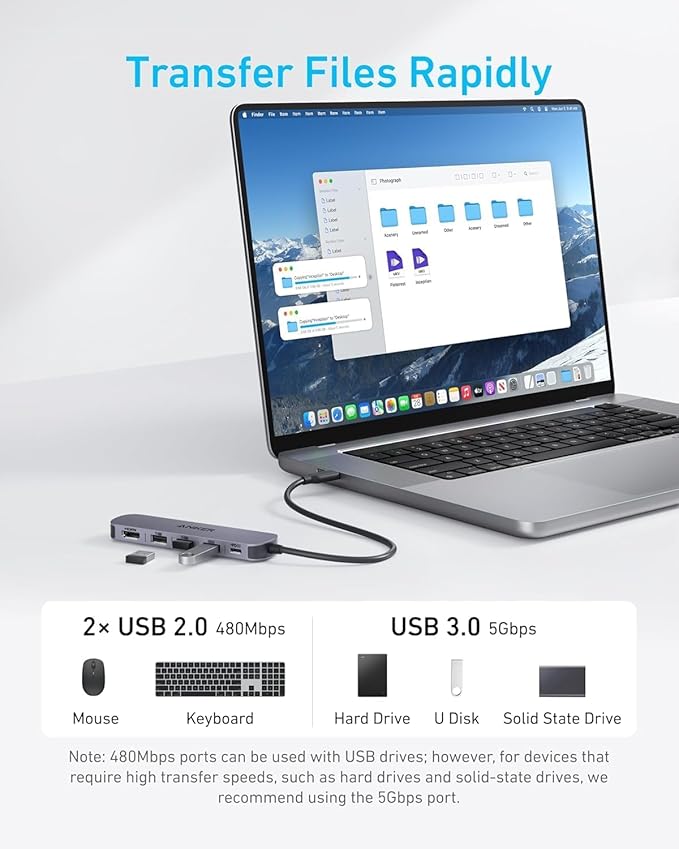 Anker 5-in-1 USB C Hub Bundle with Anker 4-Port USB 3.0 Hub, Multiport USB Hubs for Laptops