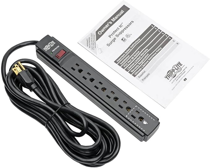 Tripp Lite Protect It! 6-Outlet Surge Protector w/ 15ft Cord, 790 Joules - Black