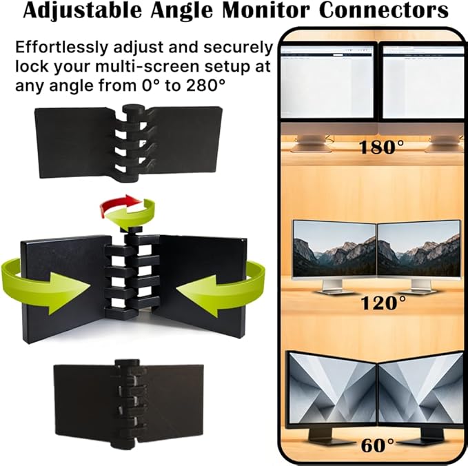 4 Pack Dual Monitor Alignment Tool - Invisible Dual Screen Alignment Connector for VESA Mounts & Monitor Stands| Universal Fit Multi-Monitor Connector for Racing Sims, Multitasking