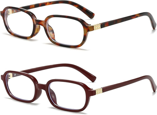 Retro Rectangle Glasses for Women Men Small Square Blue Light Blocking Glasses Vintage Eyeglasses