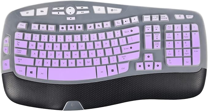 CaseBuy Keyboard Cover for Logitech K350, MK550, MK570 Wireless Wave Keyboards - Ultra Thin Protector, Ombre Purple